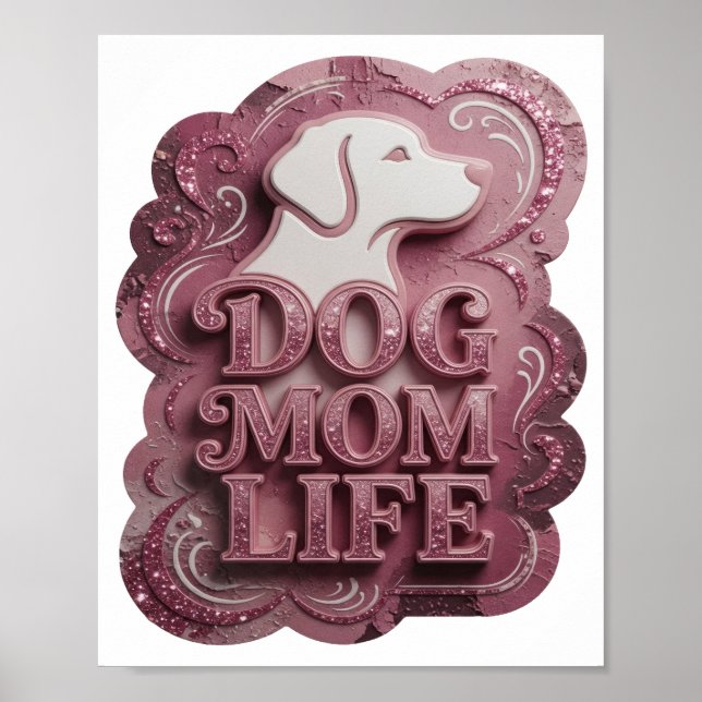 Poster VIDA DE MÃE DE CACHORRO Rosa Moderna (Frente)