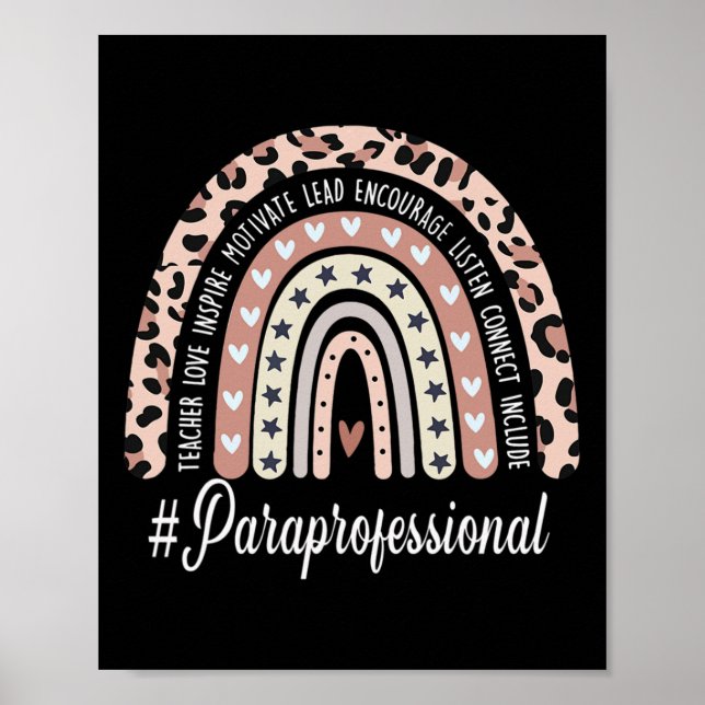 Poster Vida de Paraprofissional Boho Leopardo Arco-íris D (Frente)