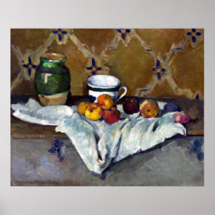 Pôster Vida de Paul Cezanne ainda com frasco, copo, e