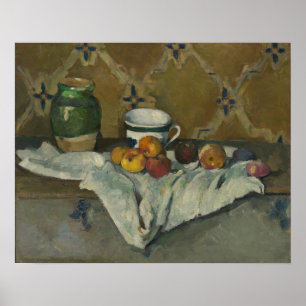 Poster Vida de Paul Cezanne ainda com frasco, copo, e