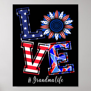 Poster Vida de Vó 4 de Julho Amor Girassol Bandeira Ameri