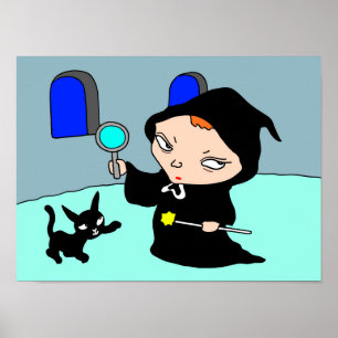 Poster Vida diária misteriosa da bruxa de preto.