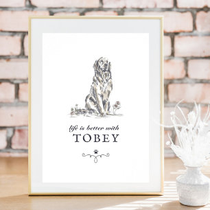 Poster Vida do ouro Retriever é melhor com nome personal