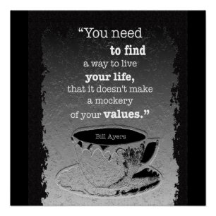 Pôster Vida e Valores, citação do existencialismo ilustra