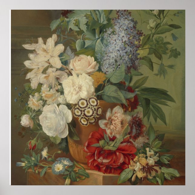 Pôster Vida Estática com Flores num Terracotta Vase (Frente)