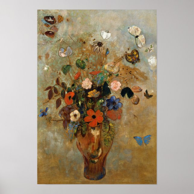 Poster Vida Estática com Flores por Odilon Redon (Frente)