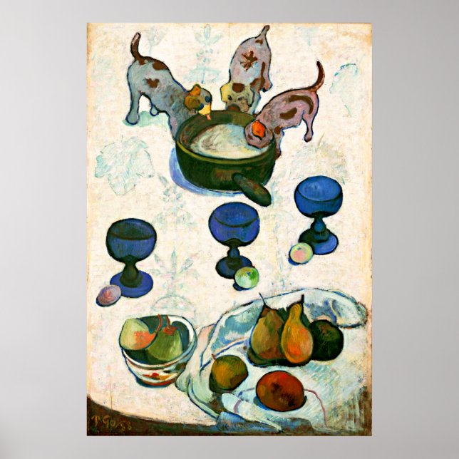 Poster Vida Estática com Três Cuppies, Paul Gauguin (Frente)