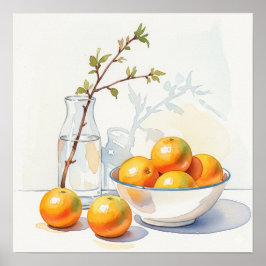 Poster Vida Estática da Aquarela - Laranjas