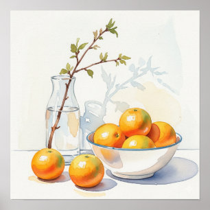 Poster Vida Estática da Aquarela - Laranjas