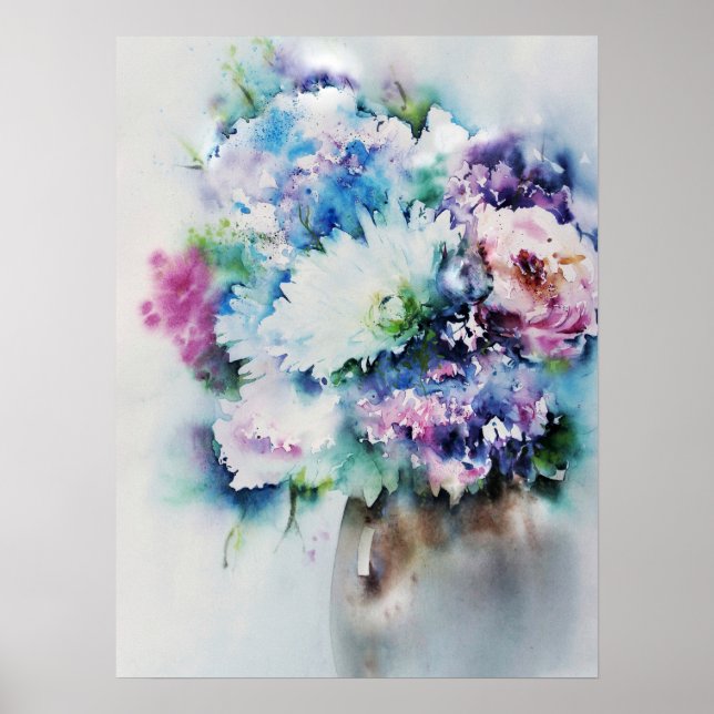 Poster Vida Estável Rose Bouquet Watercolor (Frente)
