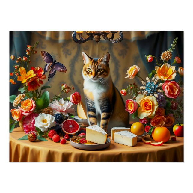 Pôster Vida eterno Estática com Gato e Produto (Frente)