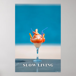 Poster Vida Lenta: Mar Turquesa e Arte de Coquetel de Ver