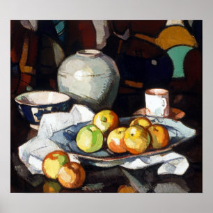 Poster Vida-Maçãs e frasco de Samuel Peploe ainda