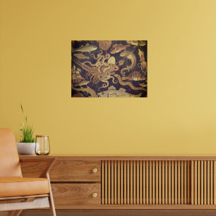 Poster Vida marinha, mosaico de Pompeia