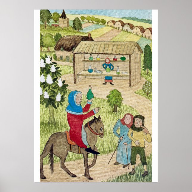 Poster Vida Medieval na Inglaterra - Peregrinos Canterbur (Frente)
