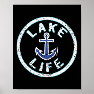 Poster Vida no Lago Pesca Barco Dito Pescador Férias