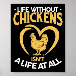 Poster Vida Sem Galinhas Camisa Divertida Amante de Galin