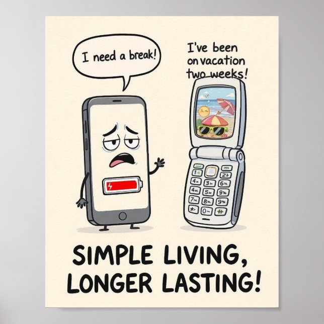 Poster "Vida Simples, Mais Duradoura" Tecnologia Divertid (Frente)