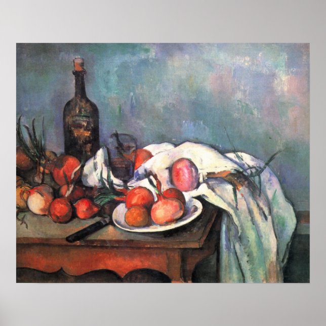 Pôster Vida tranquila com cebolas - Paul Cézanne (Frente)