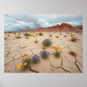 Poster Vida Vibrante no Deserto Rachado