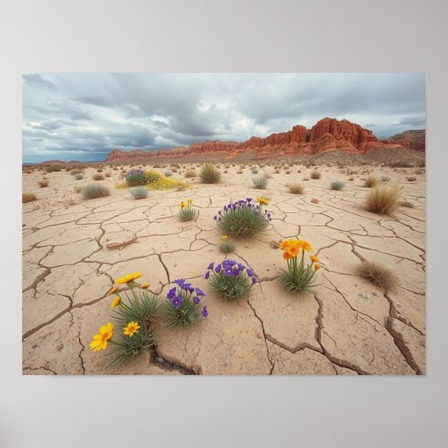 Poster Vida Vibrante no Deserto Rachado (Frente)