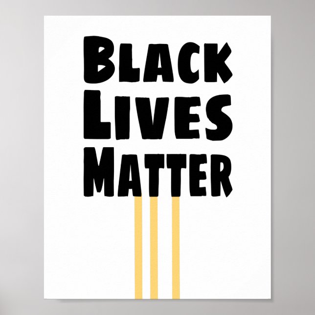 Poster Vidas Negras importam BLM três faixas amarelas (Frente)