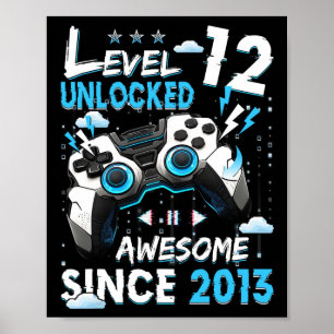 Poster Vídeo De Aniversário De Nível 12 Desbloqueado De 1