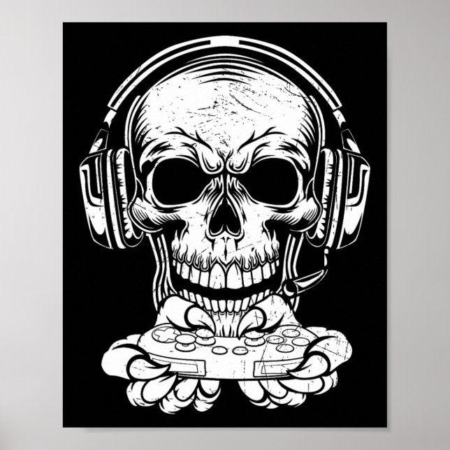 Poster Vídeo de jogo de roupas mimado do Skeleton Gaming (Frente)
