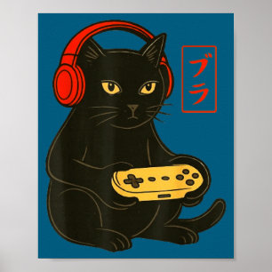 Poster Vídeo engraçado de gato gamer jogos eletrônicos pa