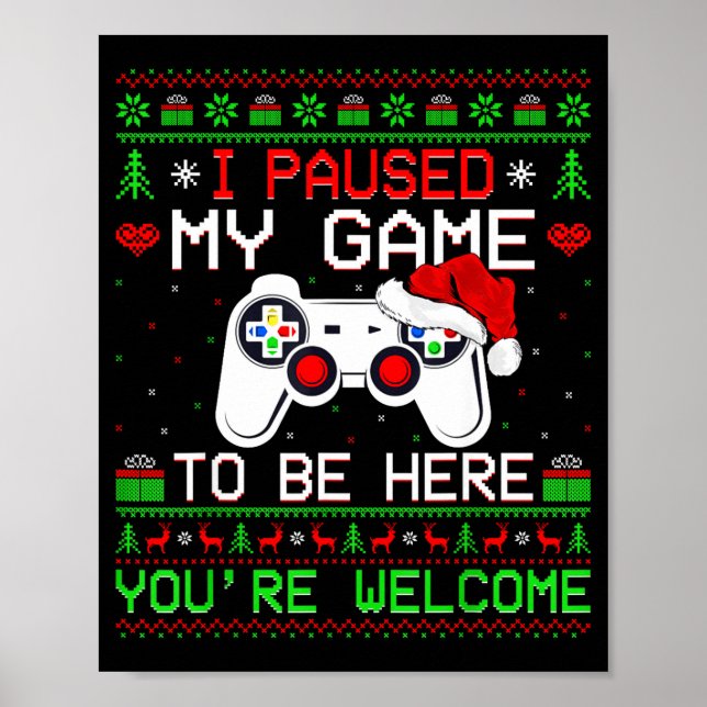 Poster Video Game Christmas Ugly Sweater Funny Gamer Gami (Frente)