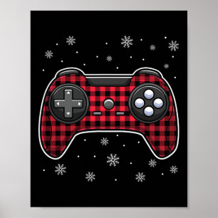 Poster Video Game Controller Red Xadrez Gamer Bo
