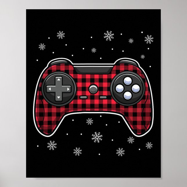 Poster Video Game Controller Red Xadrez Gamer Bo (Frente)
