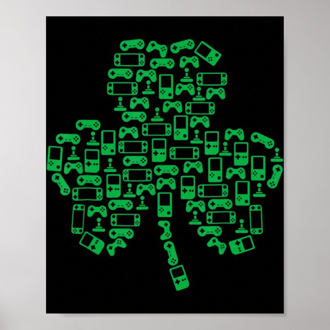 Poster Video Game Controller Shamrock Irish Gamer Rua Pat (Frente)