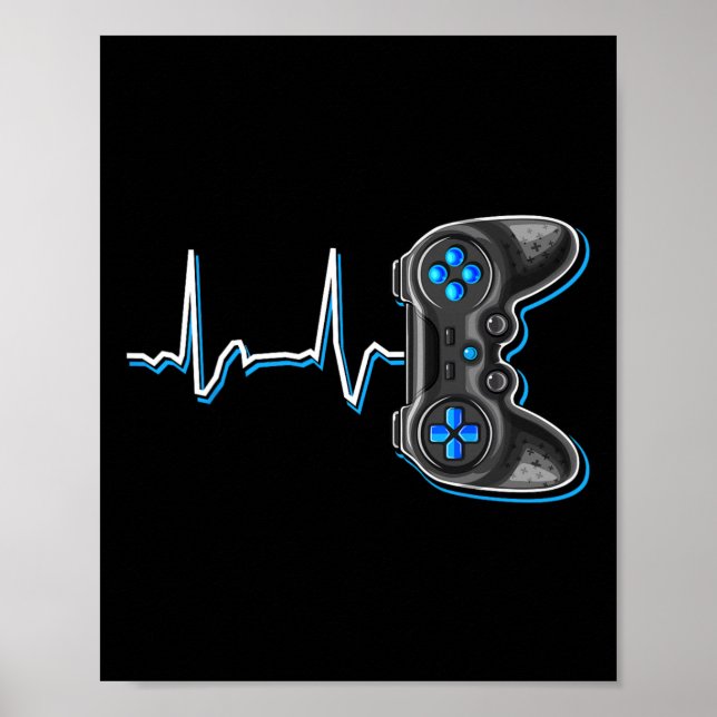 Poster Video Gamer Heartbeat Video Game Controller Gift K (Frente)