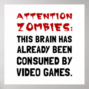 Poster Video games dos zombis da atenção
