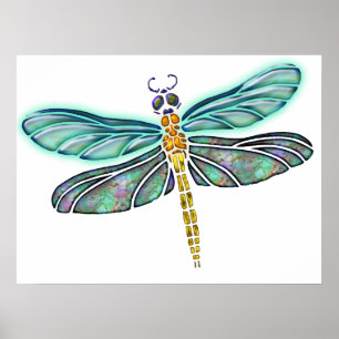 Poster Vidro Abalone & Dragonfly