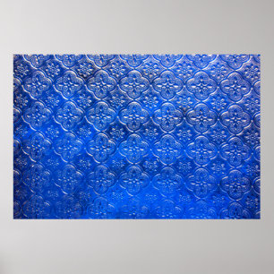 Poster Vidro azul com padrão de padrões, vidro, abstrato,