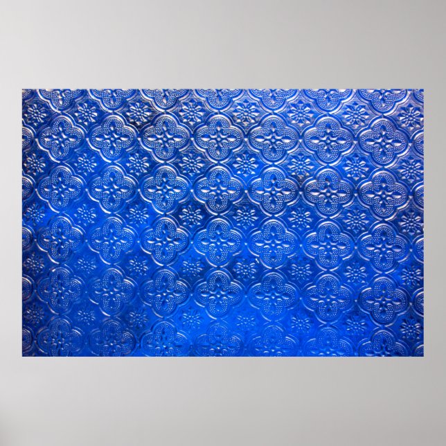 Poster Vidro azul com padrão de padrões, vidro, abstrato, (Frente)