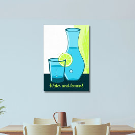 Poster Vidro Azul e Carafe - Água e Limão!