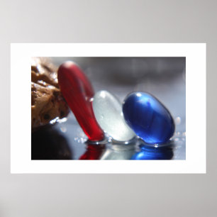 Poster Vidro branco & azul vermelho do mar