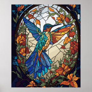 Poster Vidro Colorido, Hummingbird Artístico