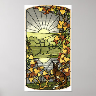 Pôster Vidro com raposa e sol