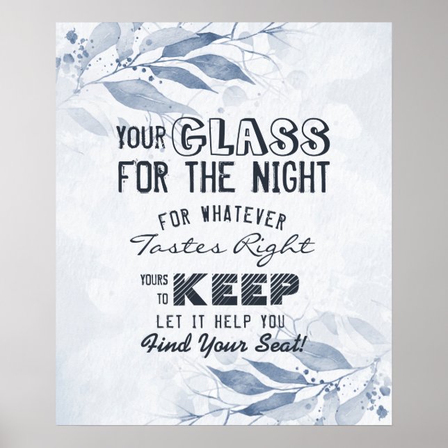 Poster Vidro de Assento de Casamento para a Noite Encontr (Frente)