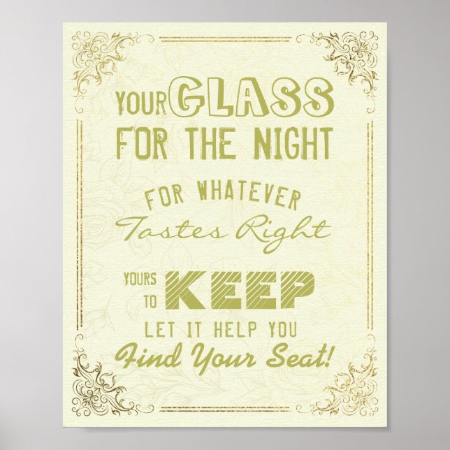 Pôster Vidro De Casamento Para A Noite Encontre Seu Lugar (Frente)