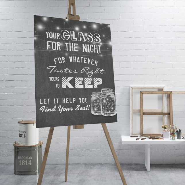 Pôster Vidro De Casamento Para A Noite Encontre Seu Lugar (Criador carregado)