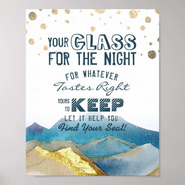 Poster Vidro De Casamento Para A Noite Encontre Seu Lugar (Frente)