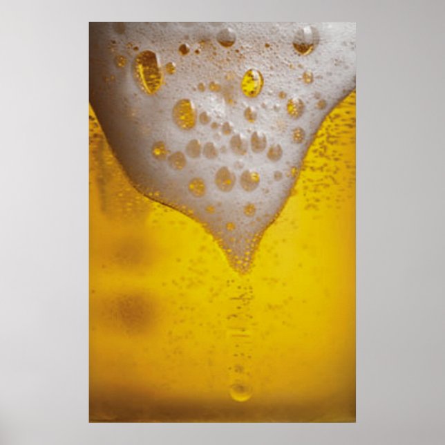 Poster Vidro de cerveja com bolhas e espuma (Frente)