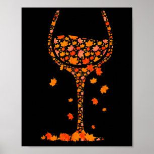 Poster Vidro De Folha De Vinho Folha De Outono Queda Bebi