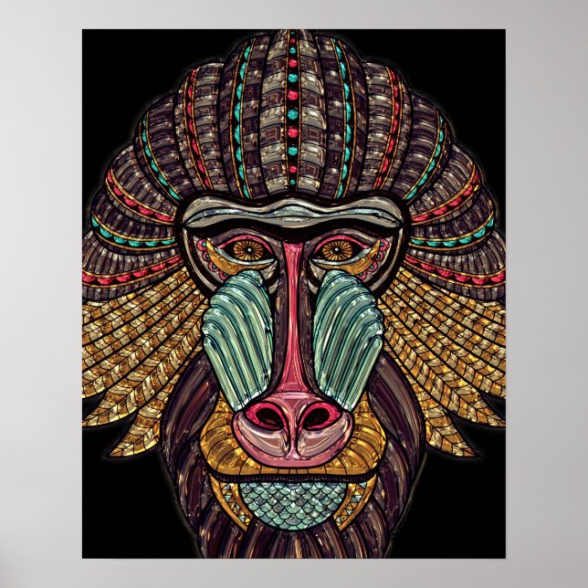 Poster Vidro escondido parece obra de arte africana anima (Frente)