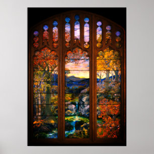 Poster Vidro manchado com visual tiffany vitoriano elegan